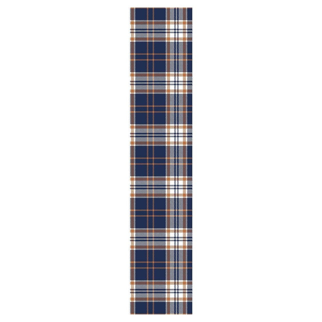 NAVY AND GOLD PLAID PATTERN TABLE RUNNER