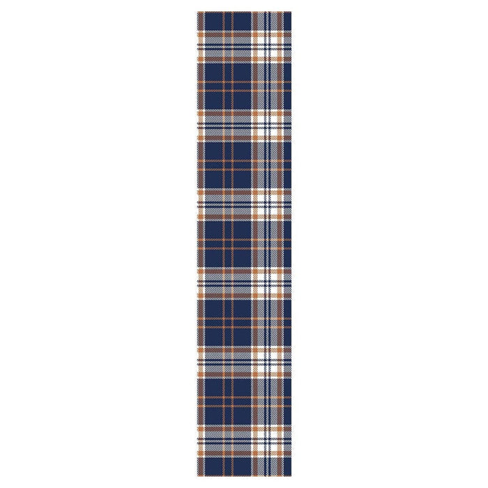 NAVY AND GOLD PLAID PATTERN TABLE RUNNER