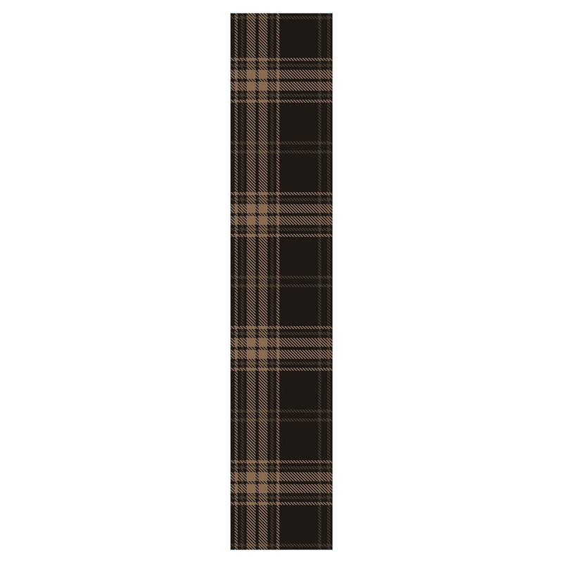 DARK BROWN PLAID PATTERN TABLE RUNNER