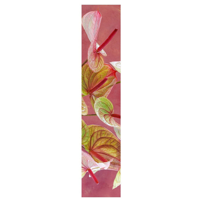 ANTHURIUM LIGHT PINK AND GREEN ON MAGENTA TABLE RUNNER