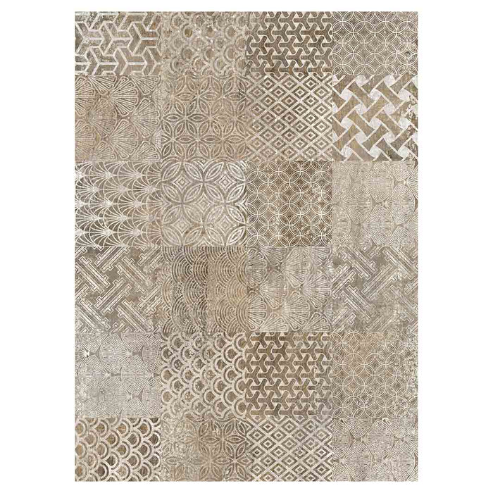 PATTERN BROWN MODERN TILE NATURAL TEA TOWEL