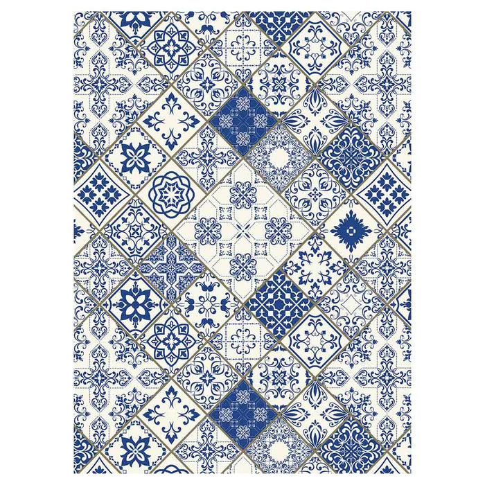 PATTERN BLUE DIAMOND LISBON TEA TOWEL