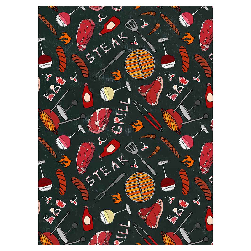 BBQ STEAK PATTERN COLOUR TEA TOWEL