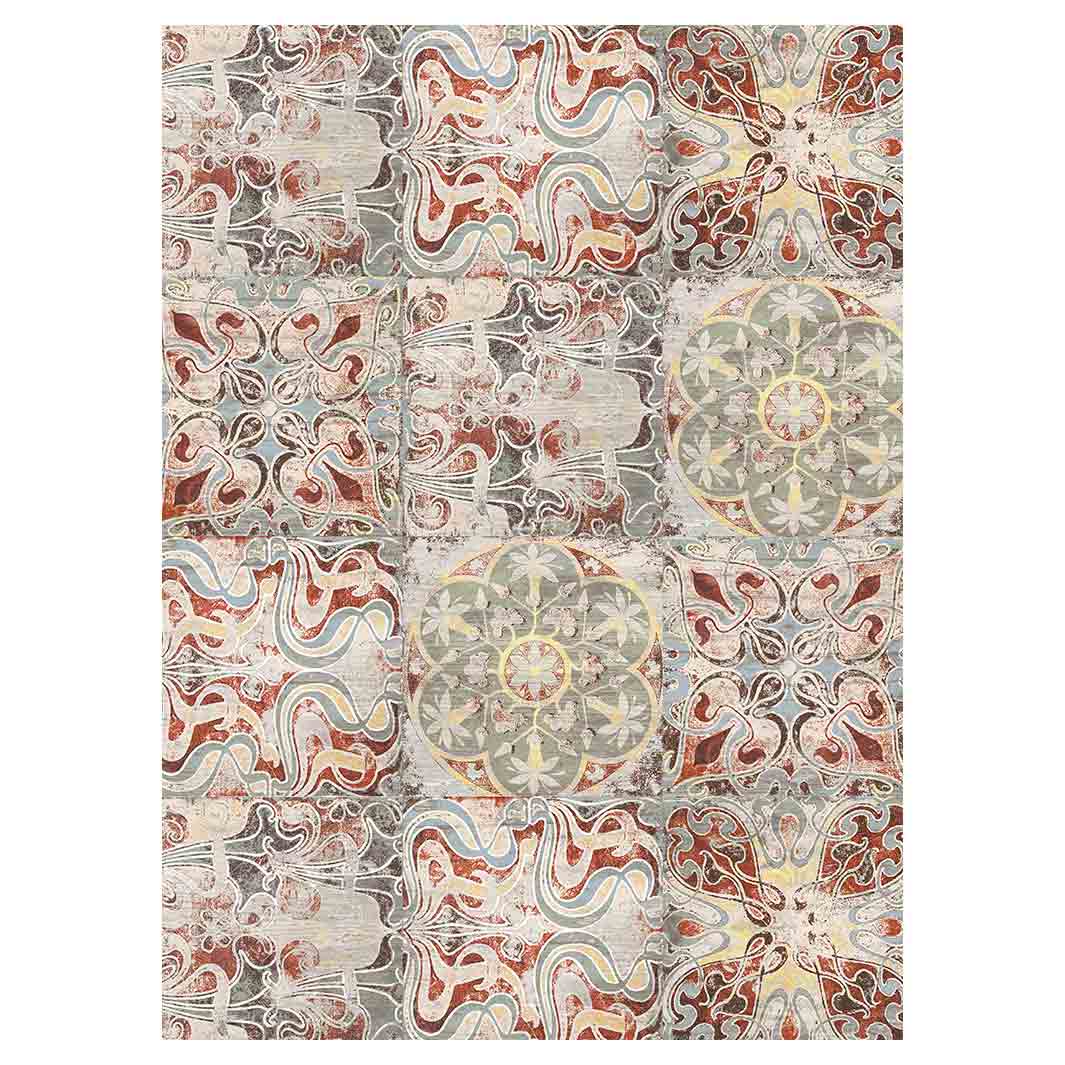 ANTIQUE FADED MOROCCAN TILE TEA TOWEL