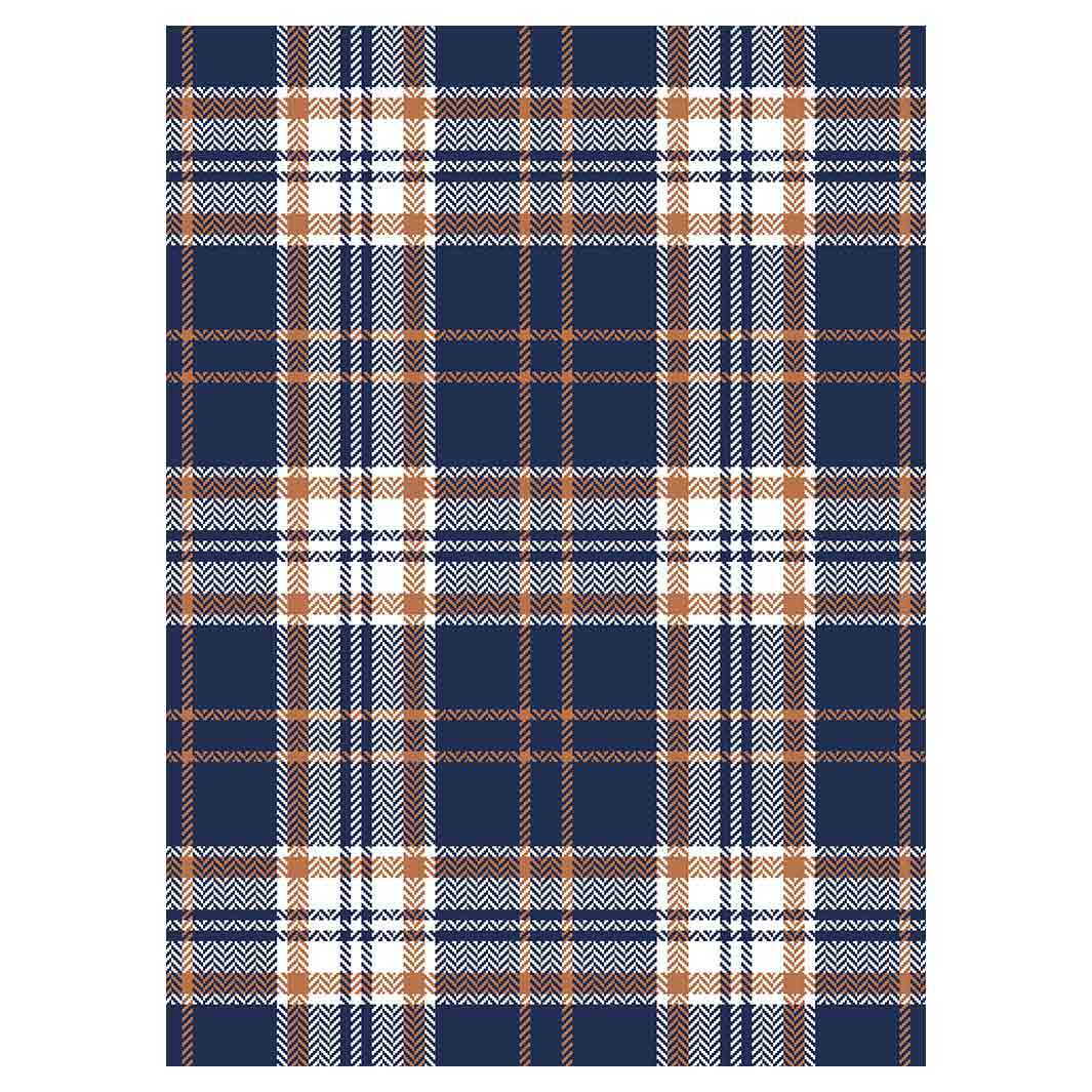 NAVY AND GOLD PLAID PATTERN TEA TOWEL