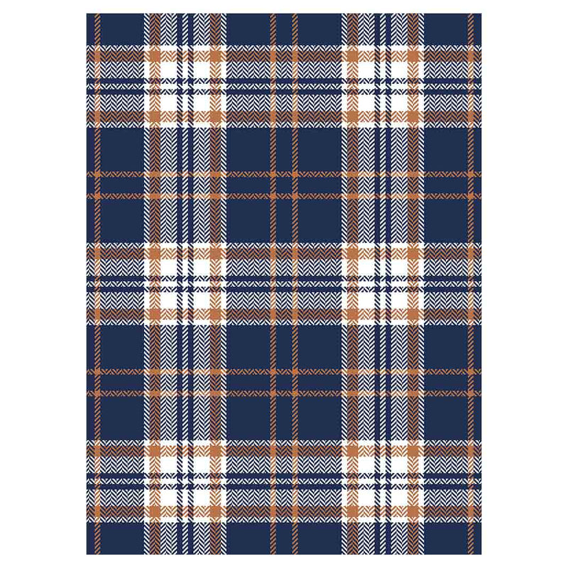 NAVY AND GOLD PLAID PATTERN TEA TOWEL
