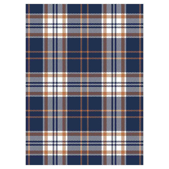 NAVY AND GOLD PLAID PATTERN TEA TOWEL