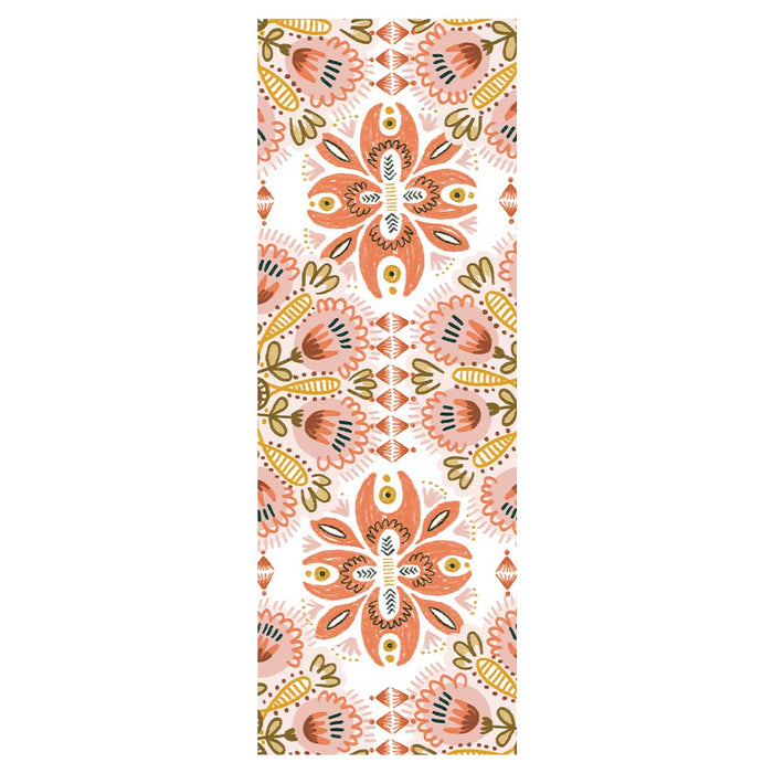 DESIGN ORANGE NEUTRAL DRAWN FLORAL PATTERN YOGA MAT