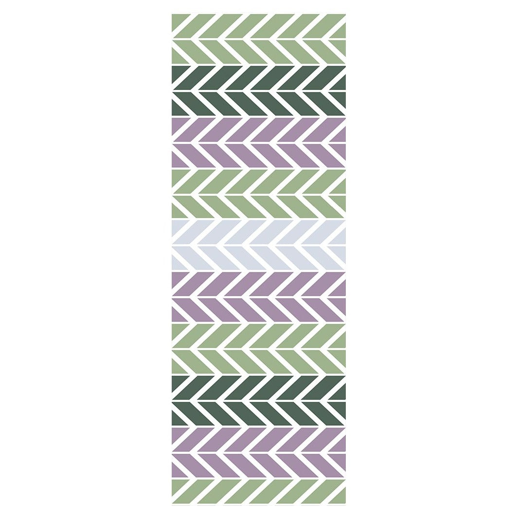 GEOMETRIC GREEN AND PURPLE CHEVRON PATTERN YOGA MAT