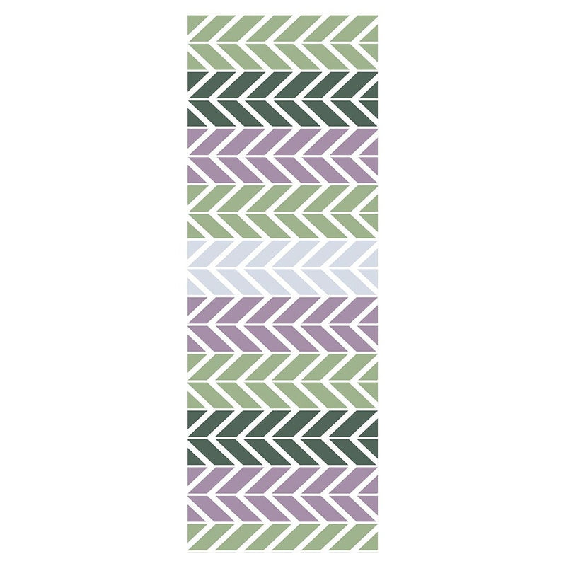 GEOMETRIC GREEN AND PURPLE CHEVRON PATTERN YOGA MAT