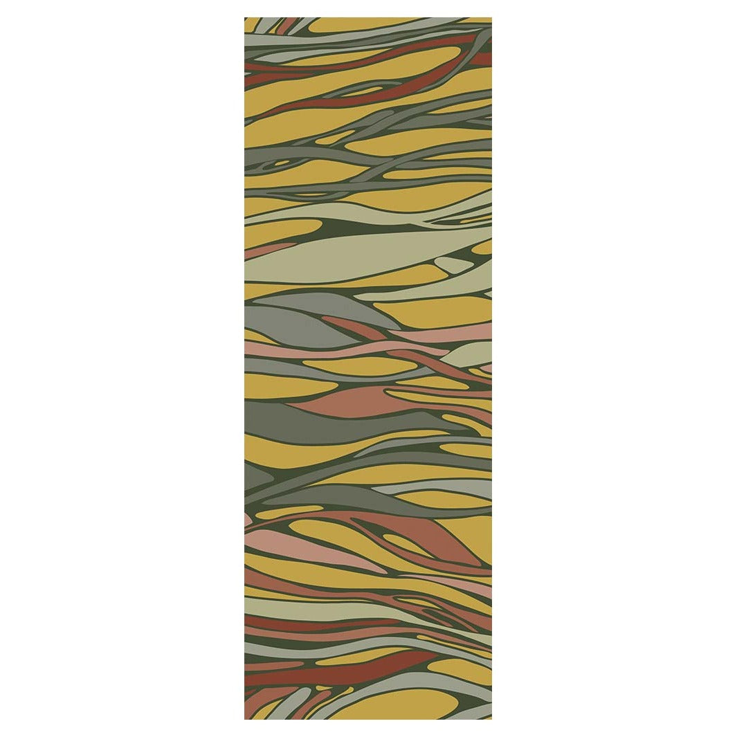 WAVY LINE ART MUSTARD AND PINK YOGA MAT